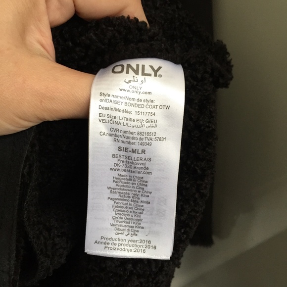 Long Faux Shearling Contrast Biker Coat by Only - Picture 13 of 13